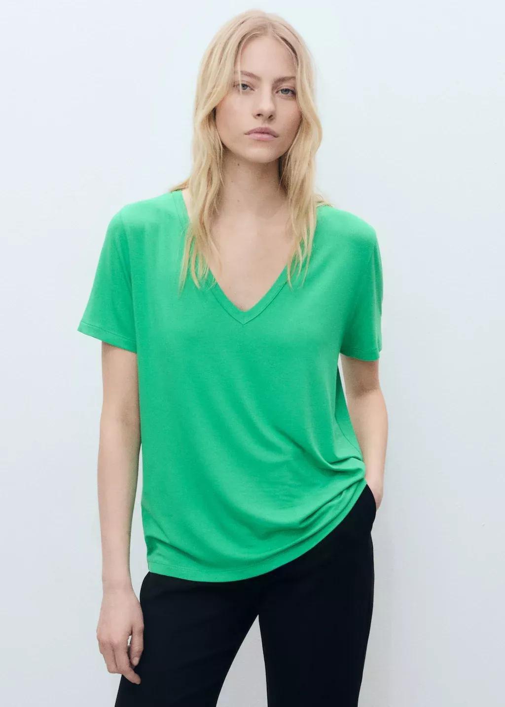 Green V-Neck T-Shirt, , large image number 0