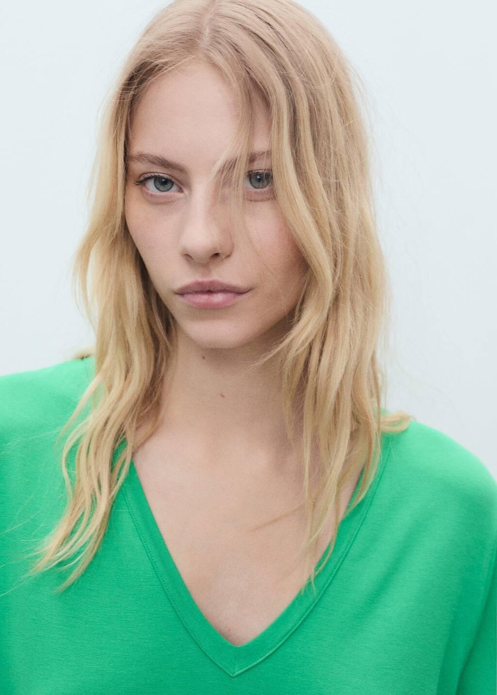 Green V-Neck T-Shirt, , large image number 1