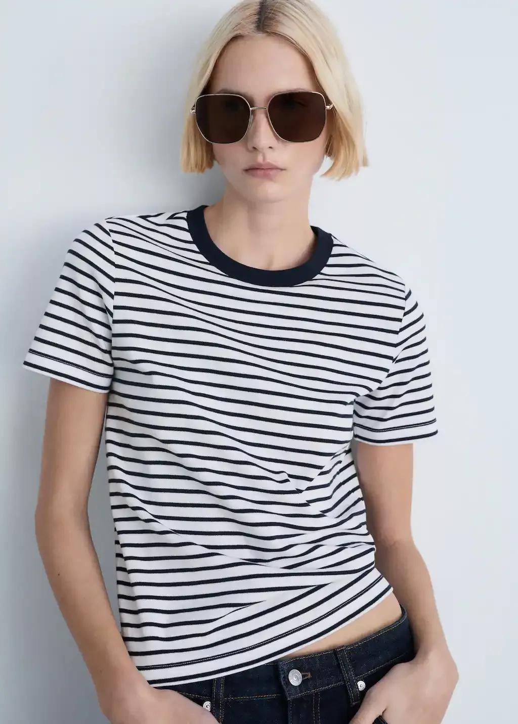 Blue Striped Short-Sleeved T-Shirt, , large image number 0