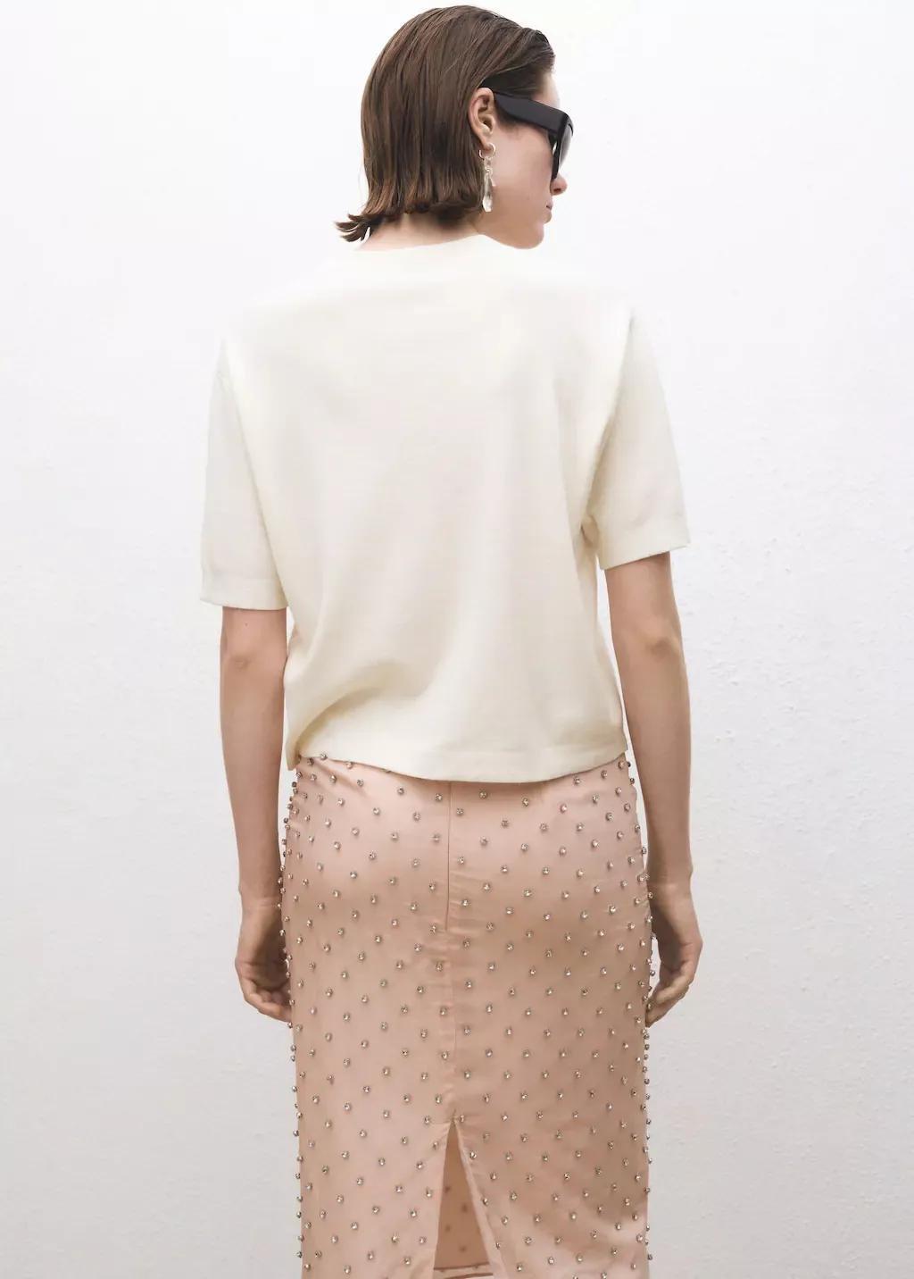 Beige Short-Sleeved Wool-Blend Sweater, , large image number 5