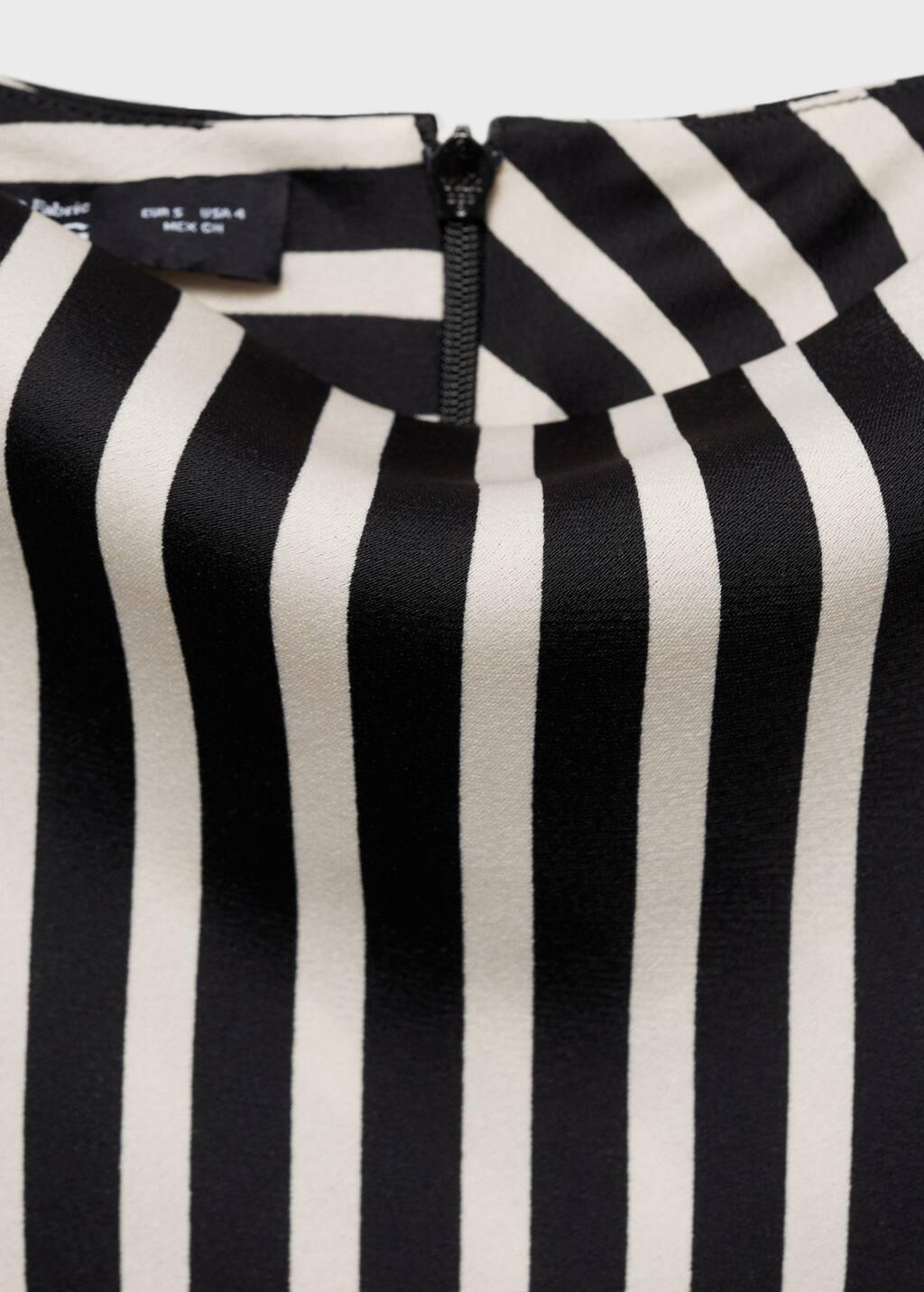 Black Striped Perkins-Neck Blouse, , large image number 6