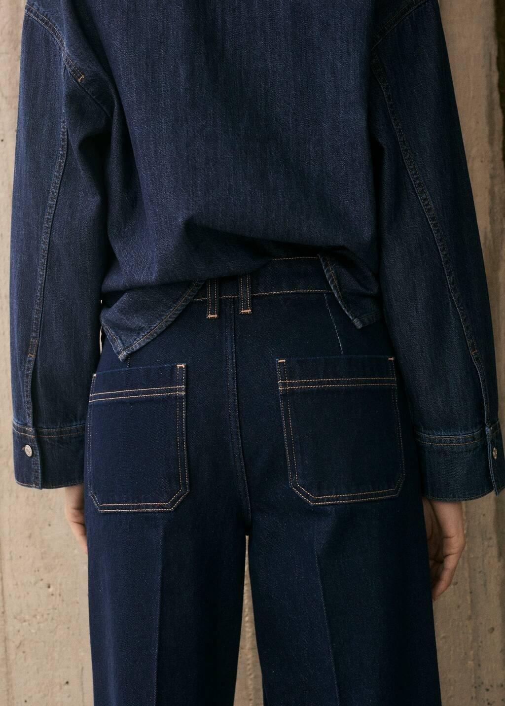 Blue High-Rise Wideleg Jeans Rinse Wash, , large image number 3