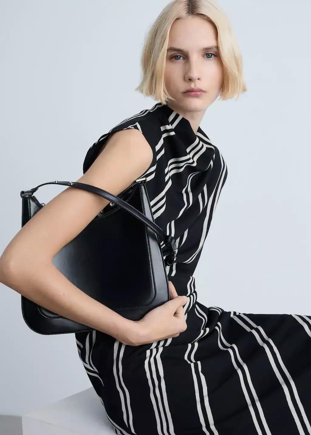 Black Striped Shirt Dress, , large image number 0