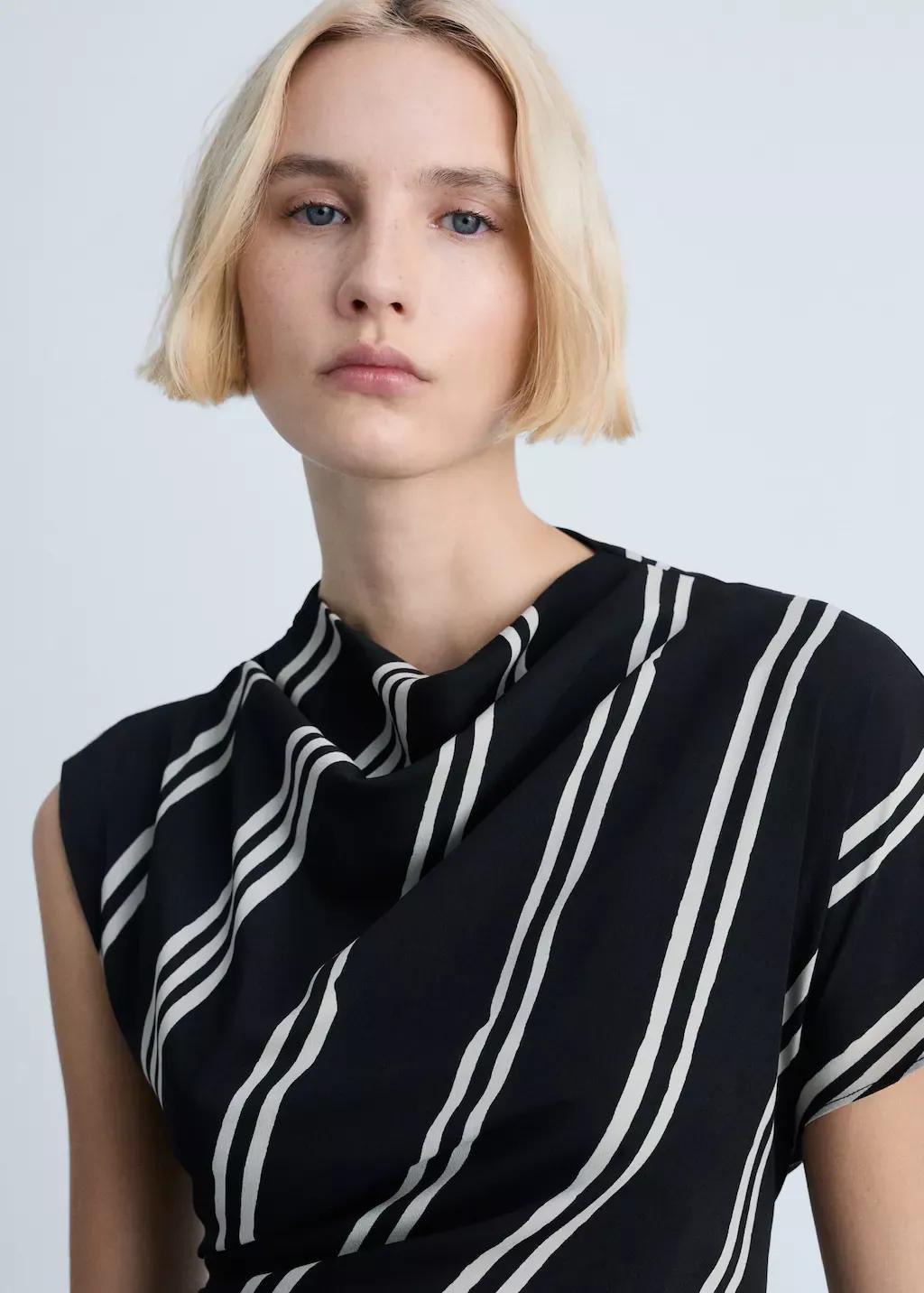 Black Striped Shirt Dress, , large image number 1