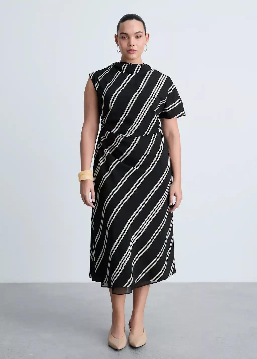 Black Striped Shirt Dress, , large image number 3