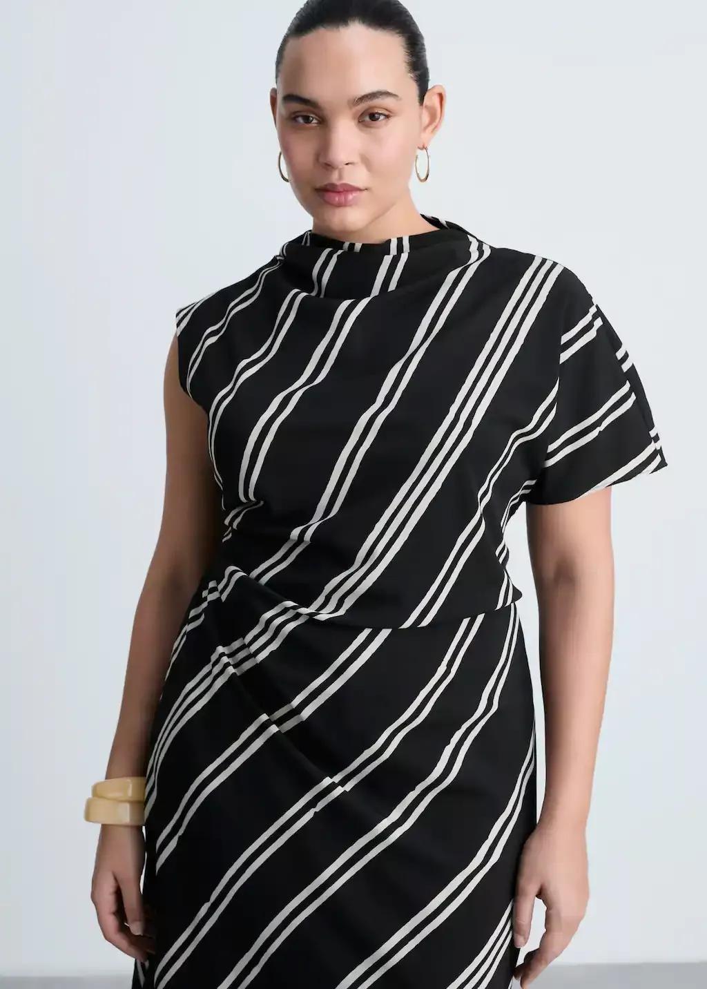 Black Striped Shirt Dress, , large image number 7