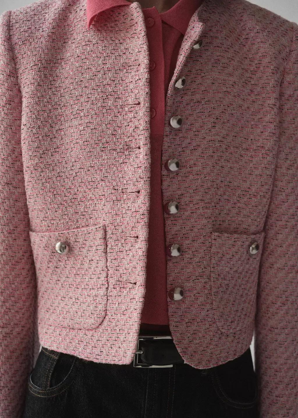 Pink Fitted Tweed Jacket, , large image number 2