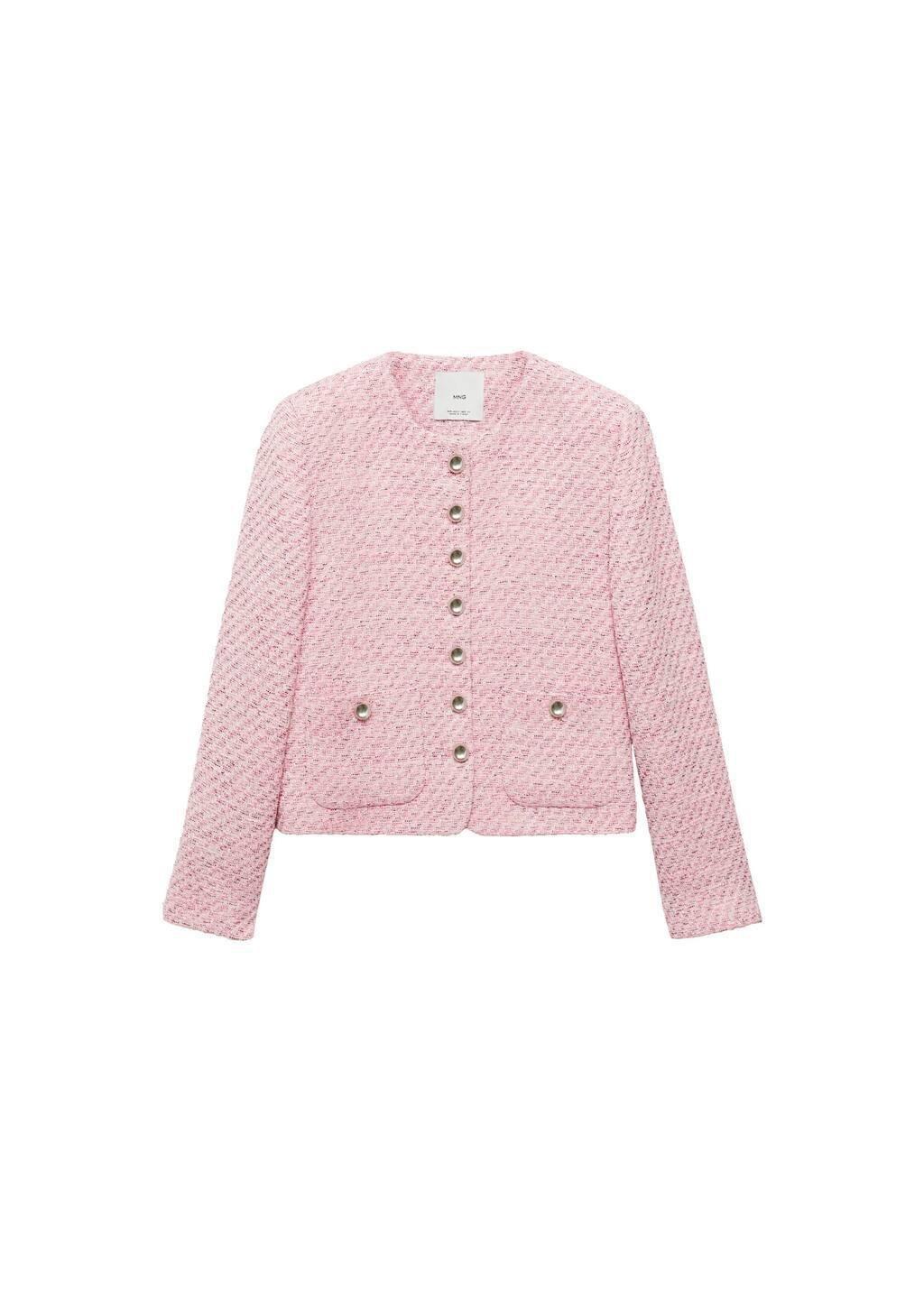 Pink Fitted Tweed Jacket, , large image number 4