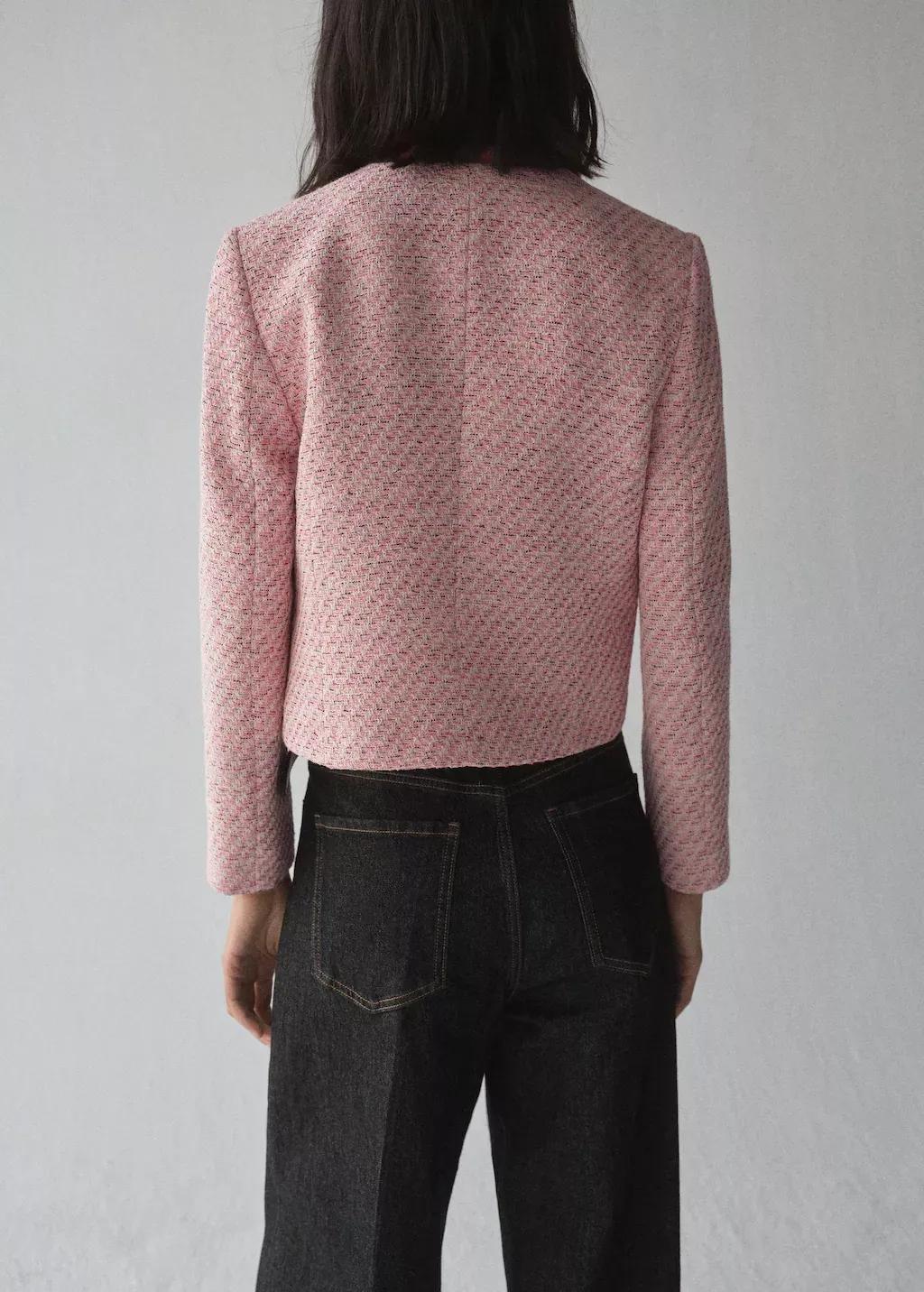 Pink Fitted Tweed Jacket, , large image number 5