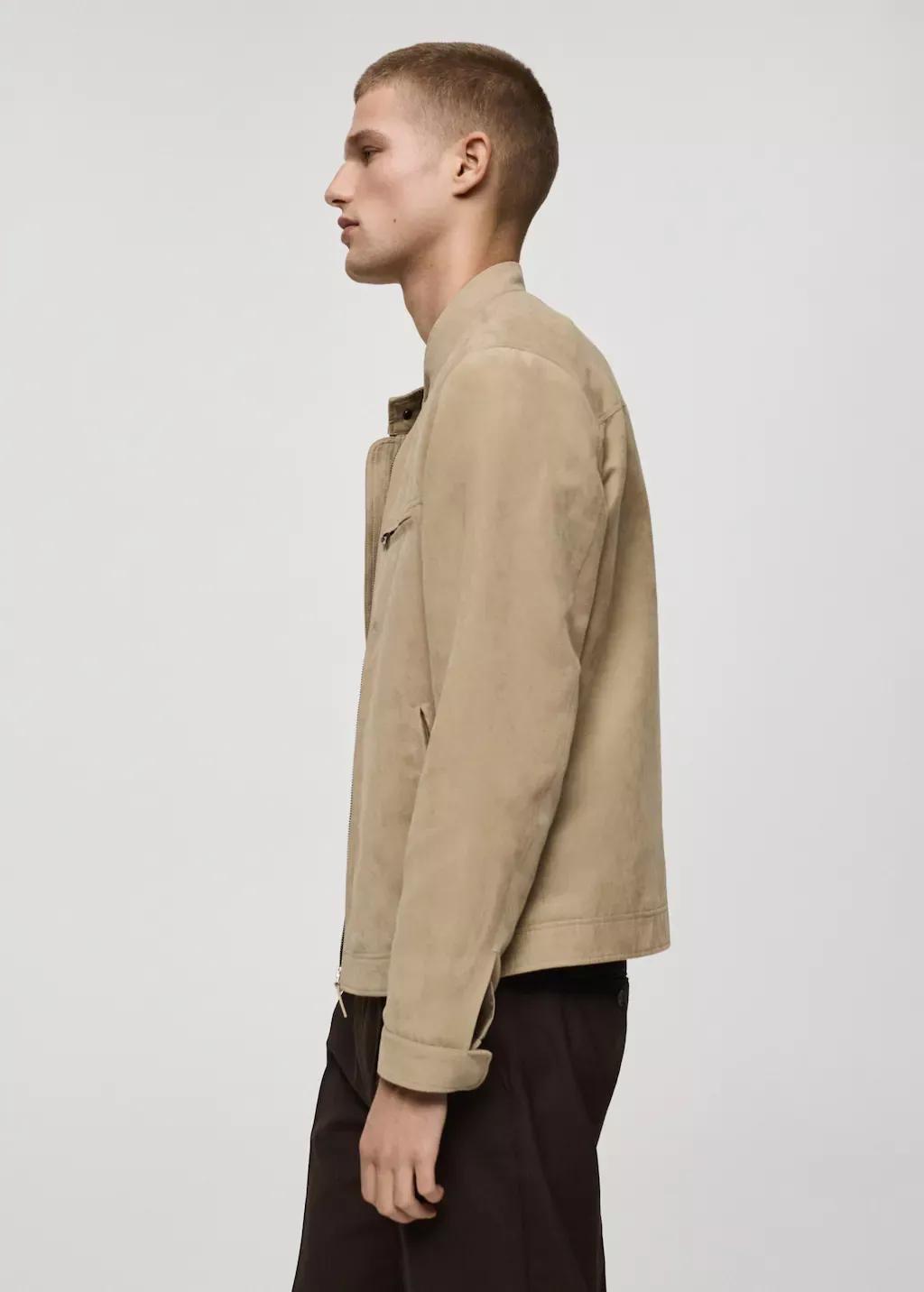 Beige Suede-Effect Biker Jacket, , large image number 2