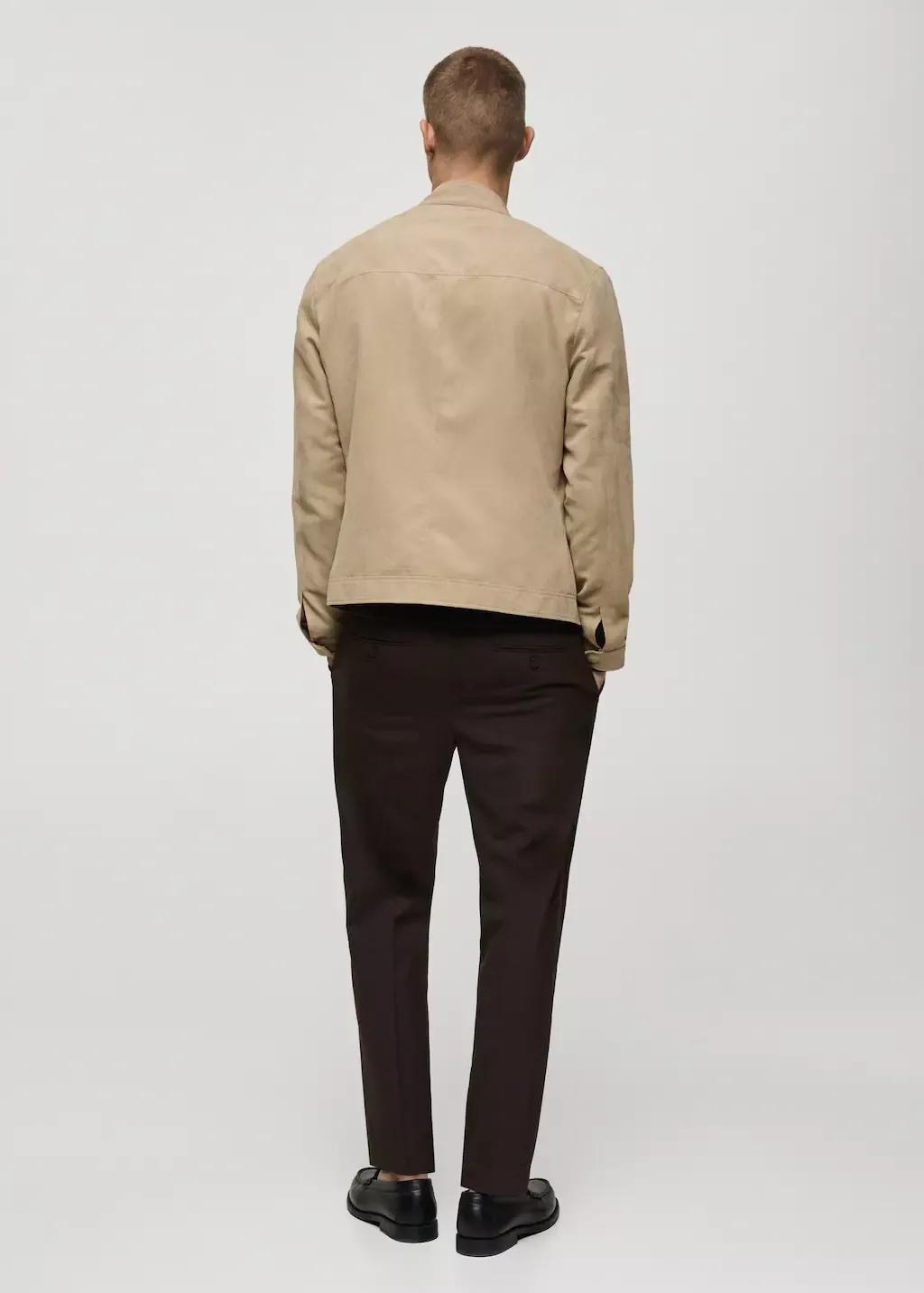 Beige Suede-Effect Biker Jacket, , large image number 5