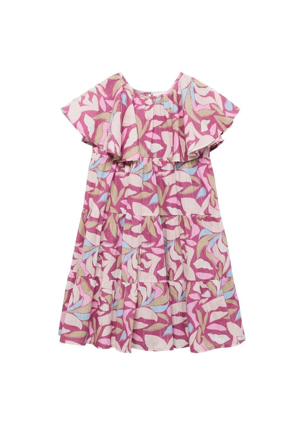 Purple Printed Short Dress, Kids Girl, , large image number 0