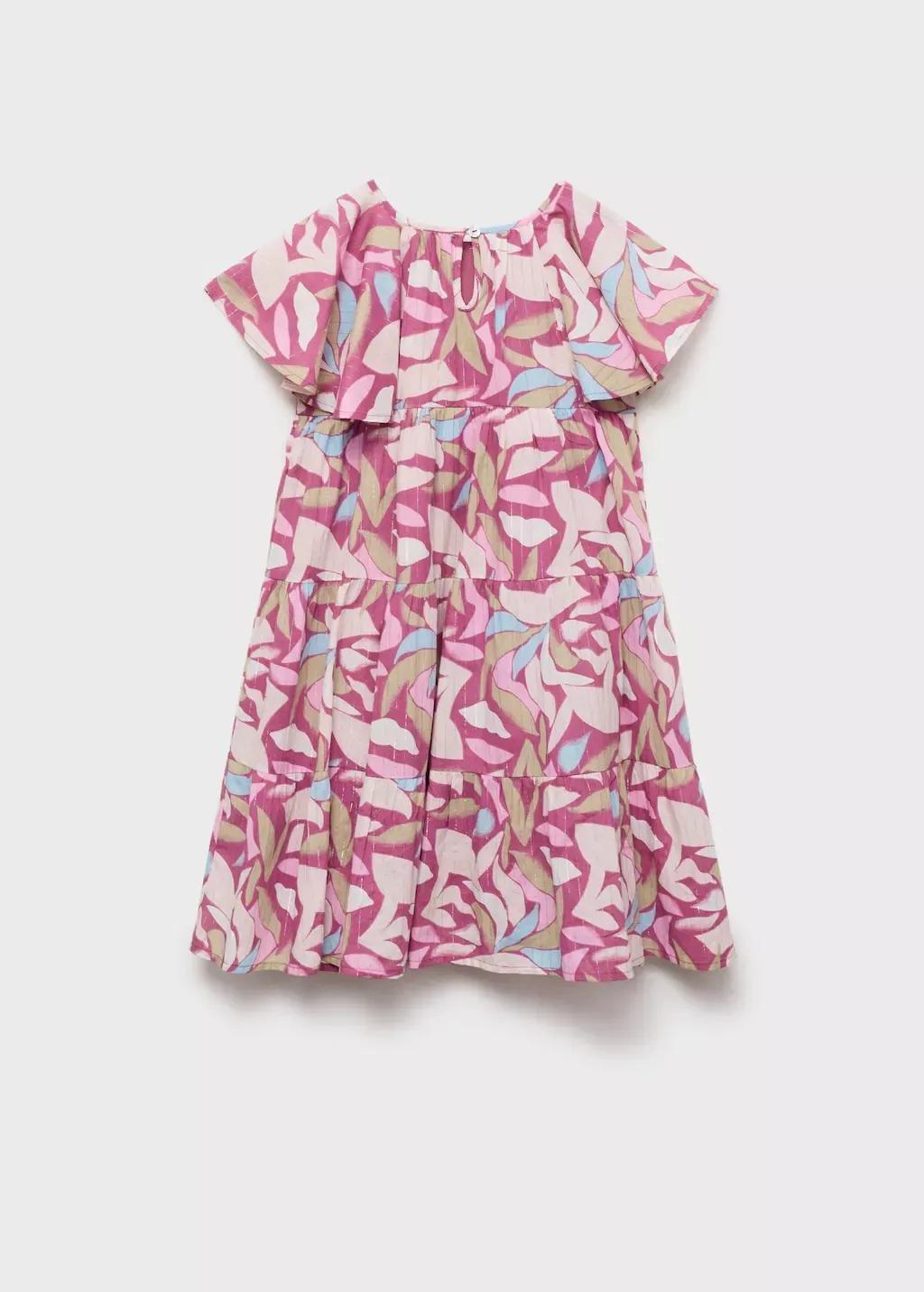 Purple Printed Short Dress, Kids Girl, , large image number 1