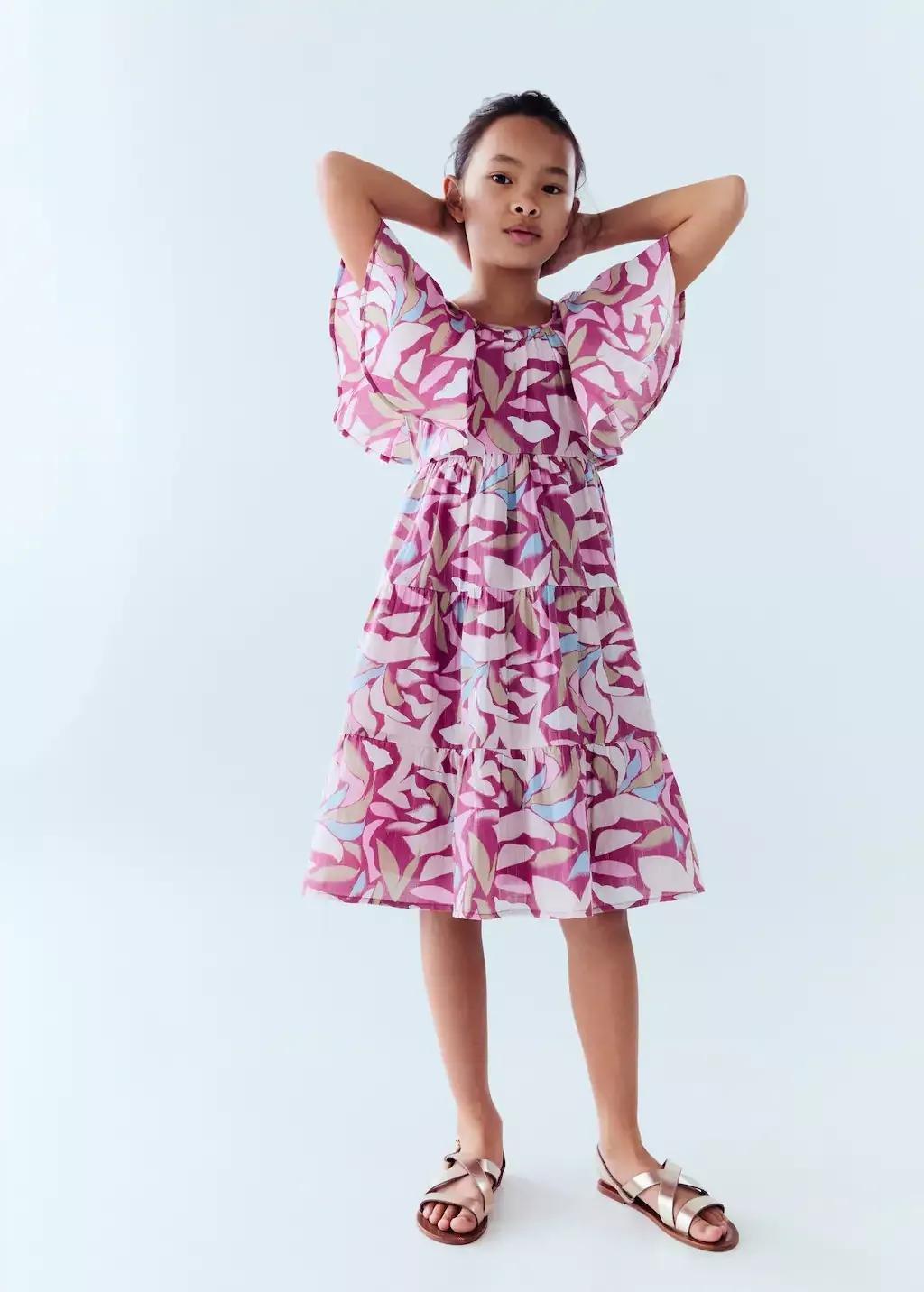 Purple Printed Short Dress, Kids Girl, , large image number 2