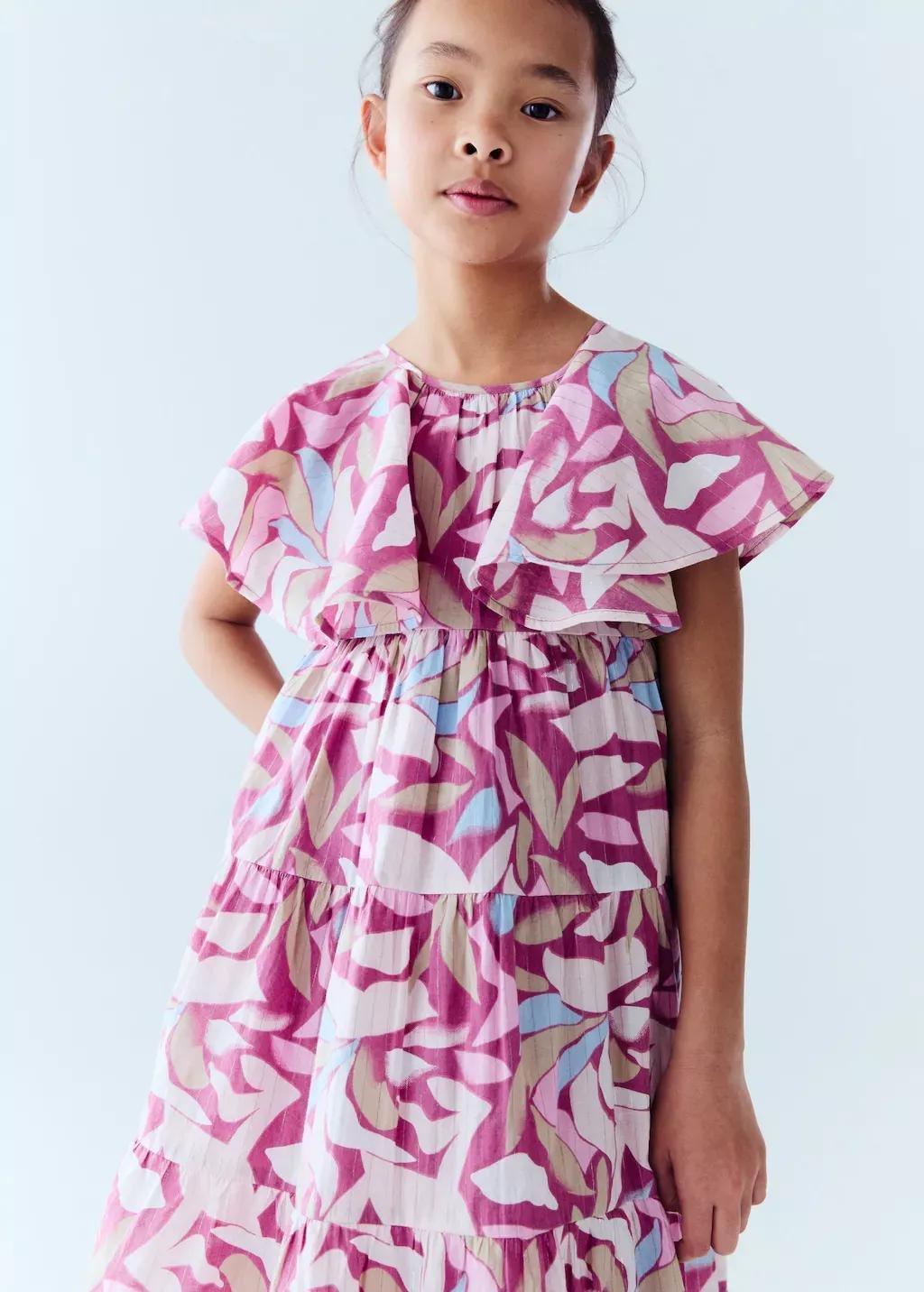 Purple Printed Short Dress, Kids Girl, , large image number 4