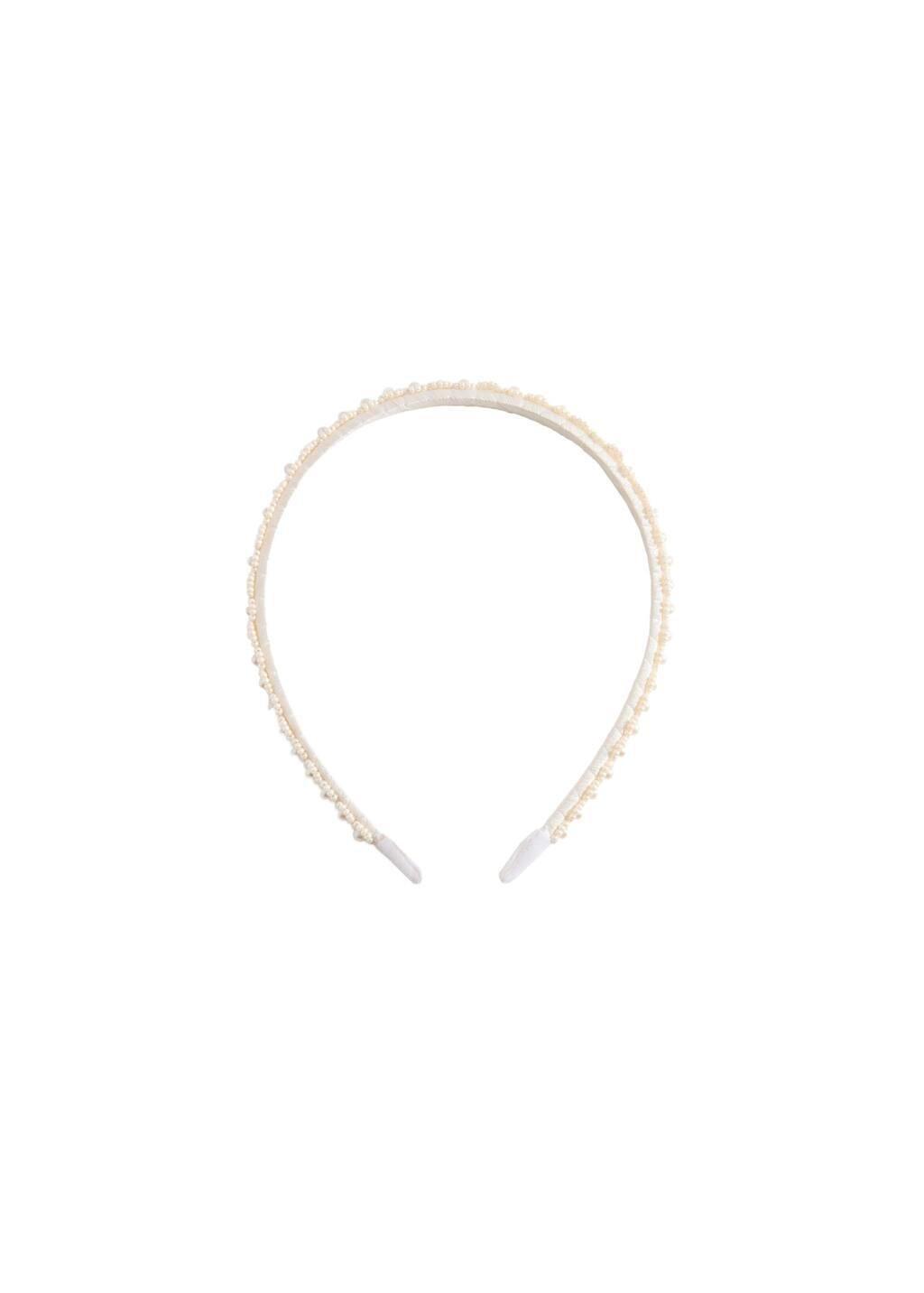 Beige Beaded Detail Headband, Kids Girl, Light Beige, large image number 2