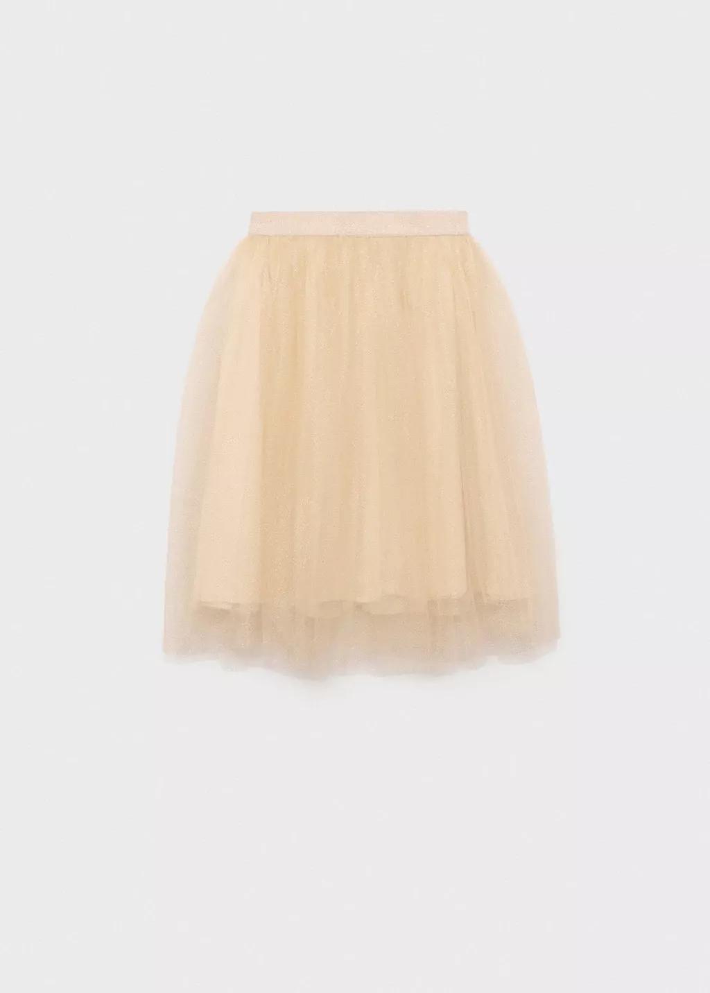 Gold Glitter Tulle Skirt, Kids Girl, , large image number 1