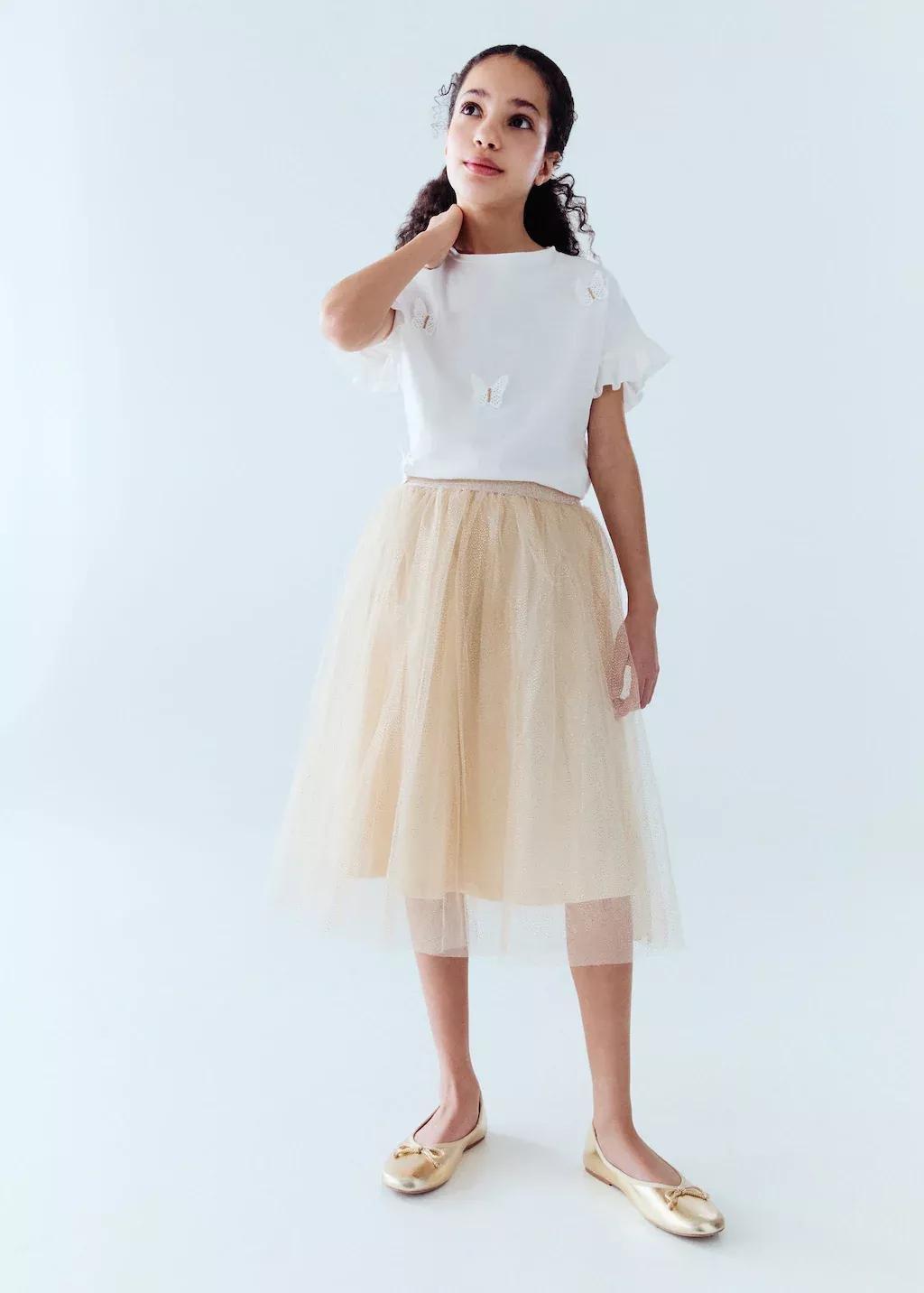 Gold Glitter Tulle Skirt, Kids Girl, , large image number 3