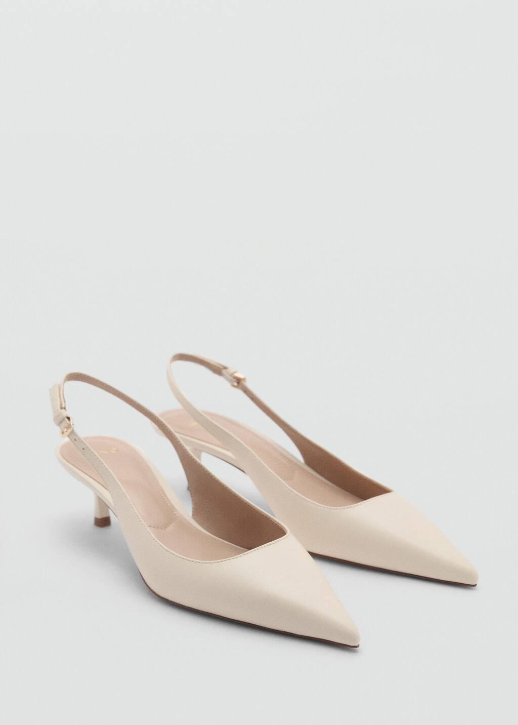 Beige Pointed Kitten-Heel Shoes, , large image number 0