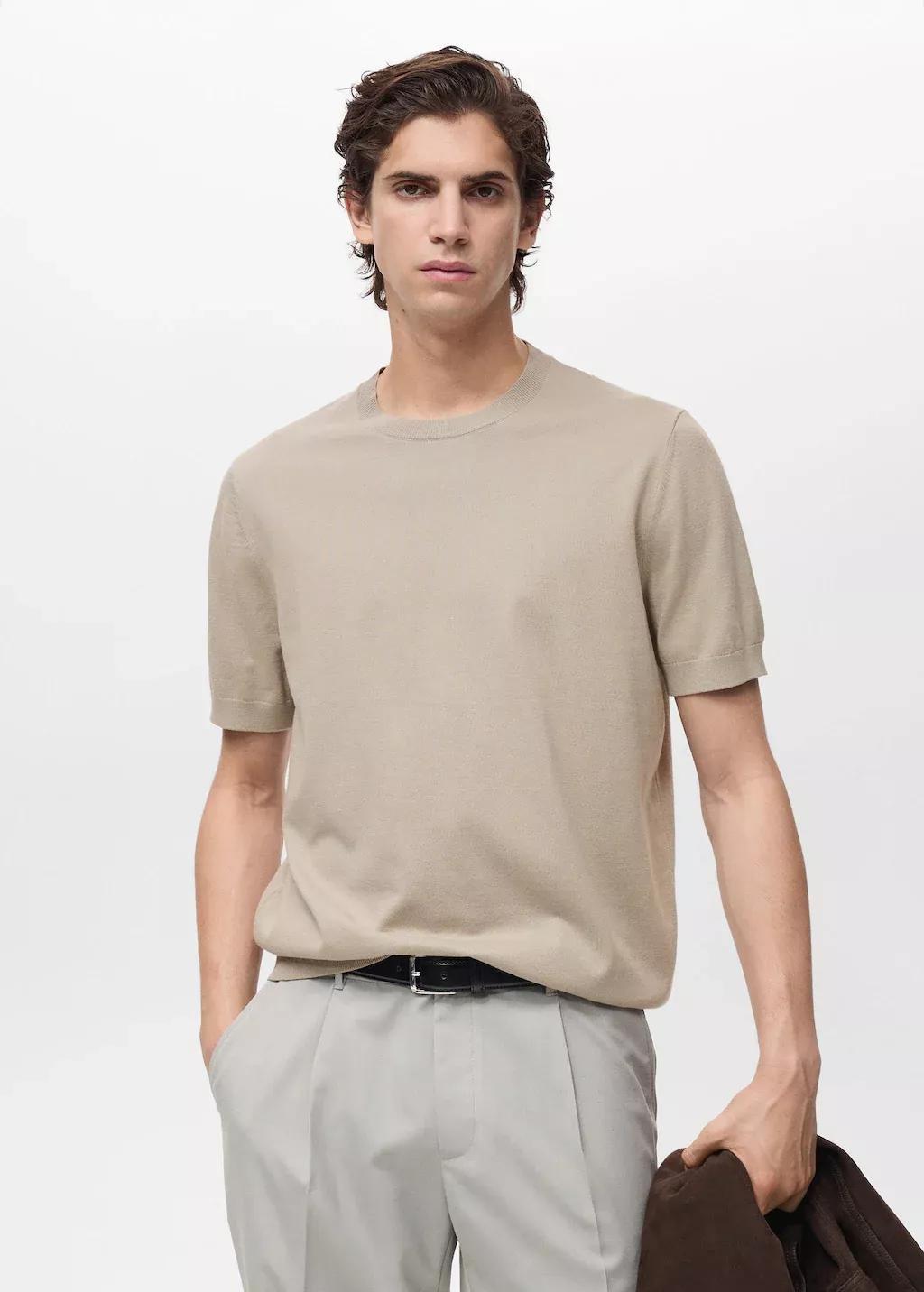 White Cotton Fine-Knit T-Shirt, , large image number 0