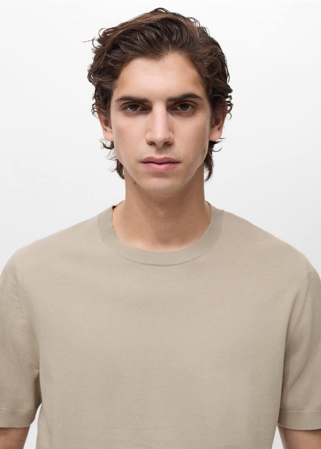 White Cotton Fine-Knit T-Shirt, , large image number 1