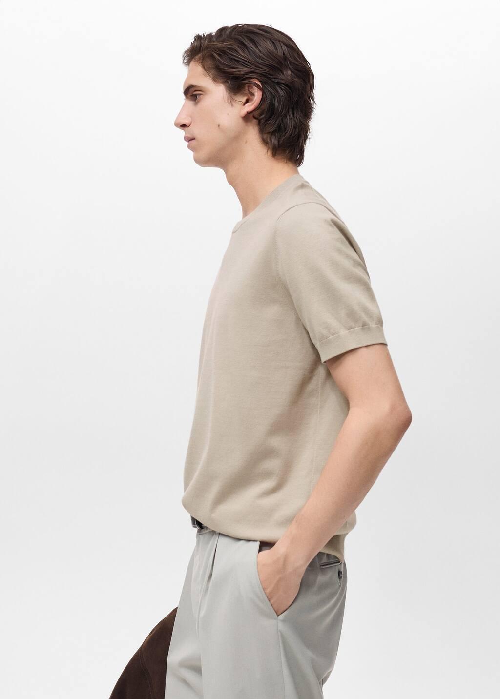 White Cotton Fine-Knit T-Shirt, , large image number 2