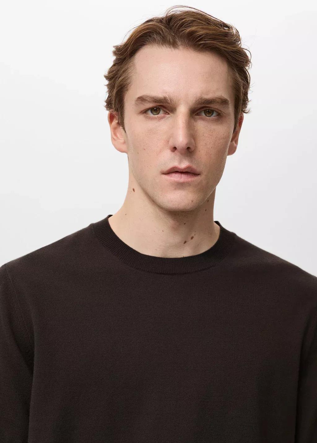 Brown Cotton Fine-Knit T-Shirt, , large image number 1