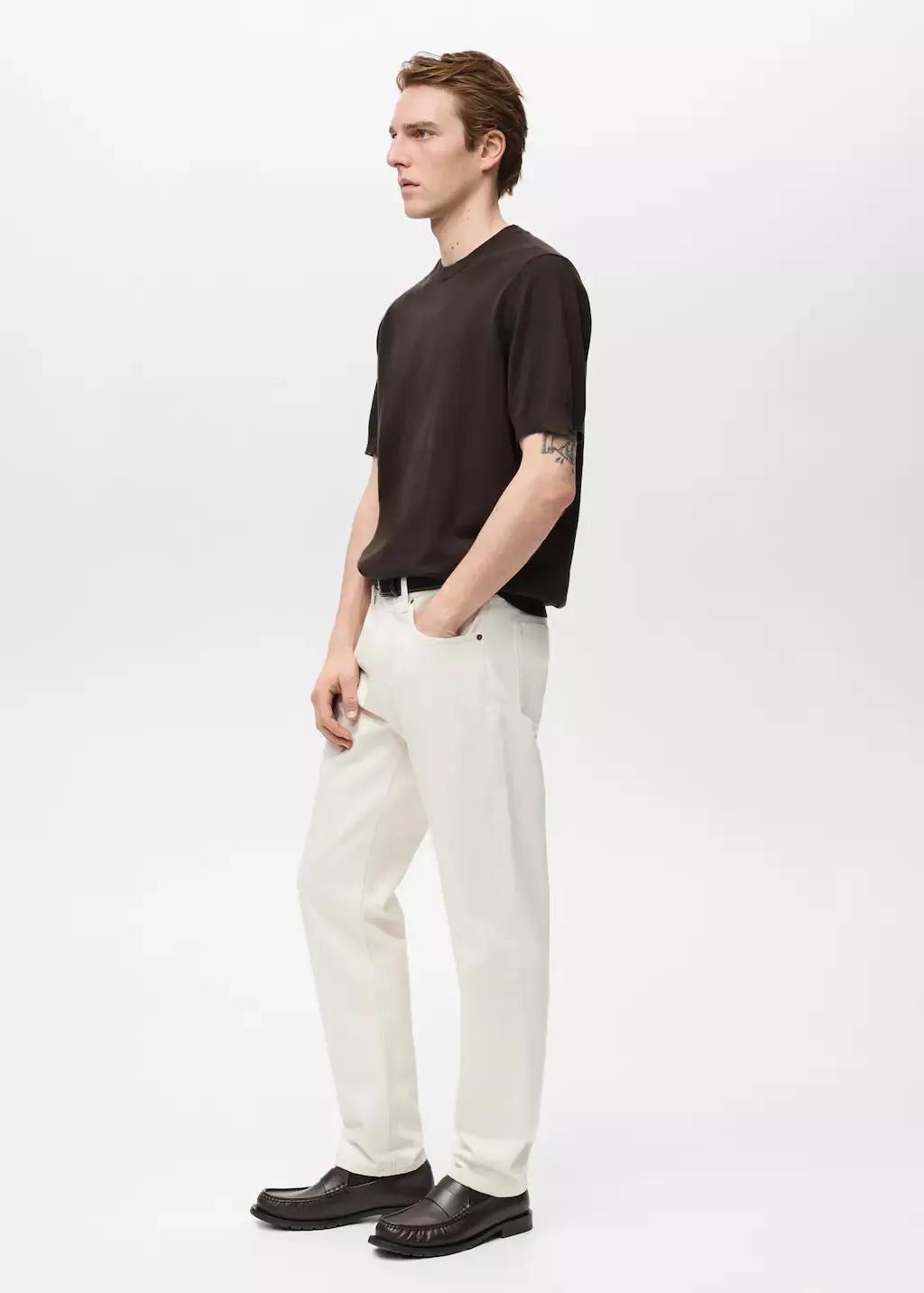 Brown Cotton Fine-Knit T-Shirt, , large image number 2