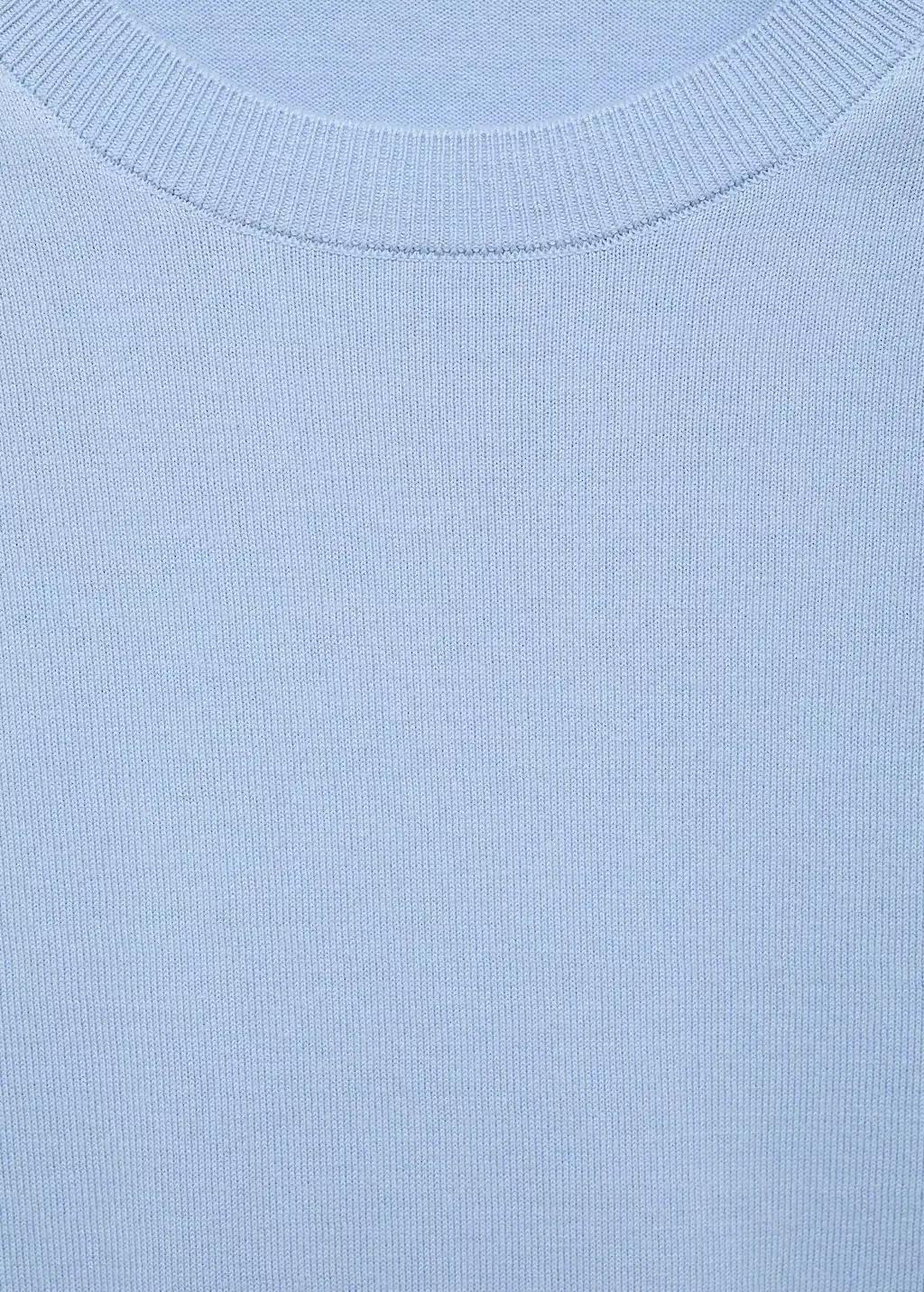 Blue Lt Pastel Cotton Fine-Knit T-Shirt, , large image number 4