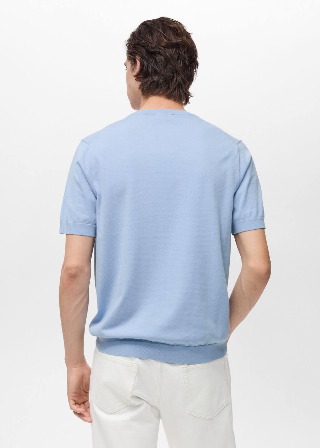 Blue Lt Pastel Cotton Fine-Knit T-Shirt, , large image number 5
