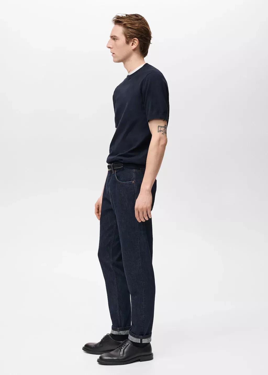 Blue Cotton Fine-Knit T-Shirt, , large image number 2