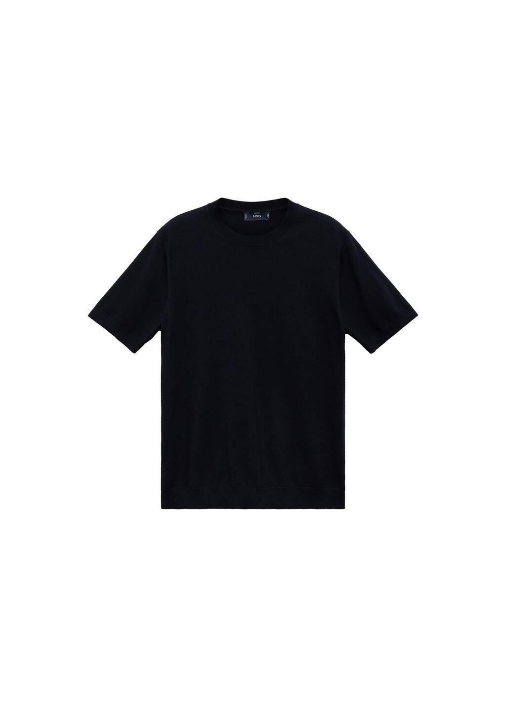 Blue Cotton Fine-Knit T-Shirt, , large image number 3