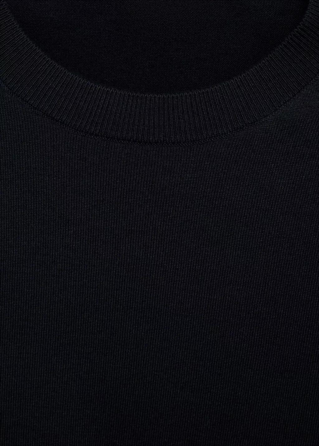 Blue Cotton Fine-Knit T-Shirt, , large image number 4