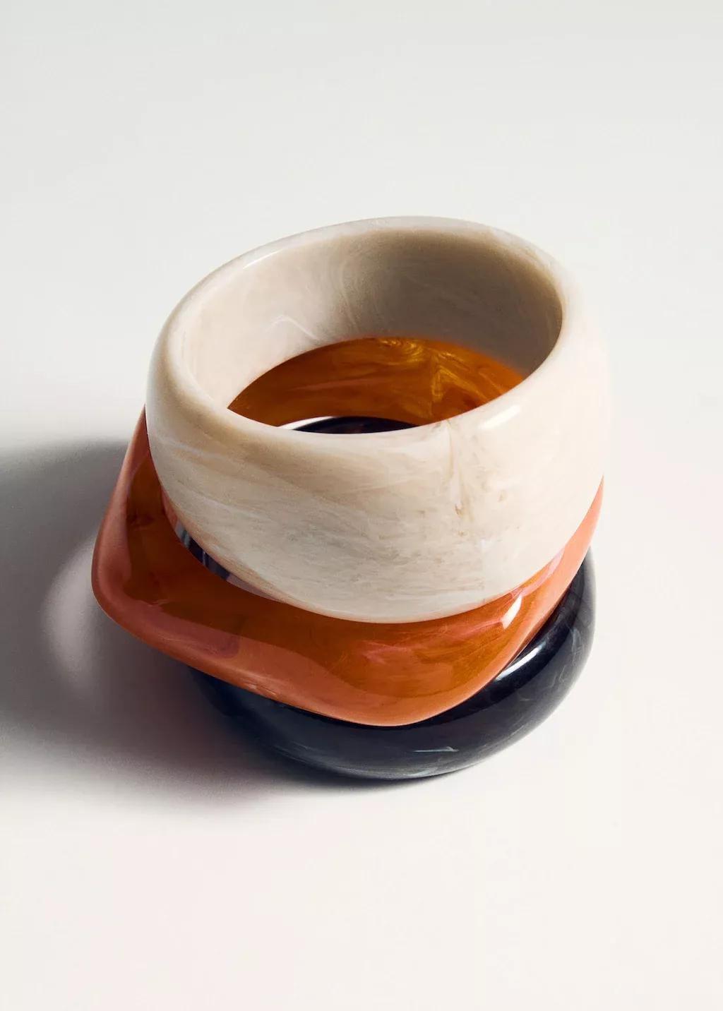 Orange Set Of 3 Bracelets, Orange, large image number 1