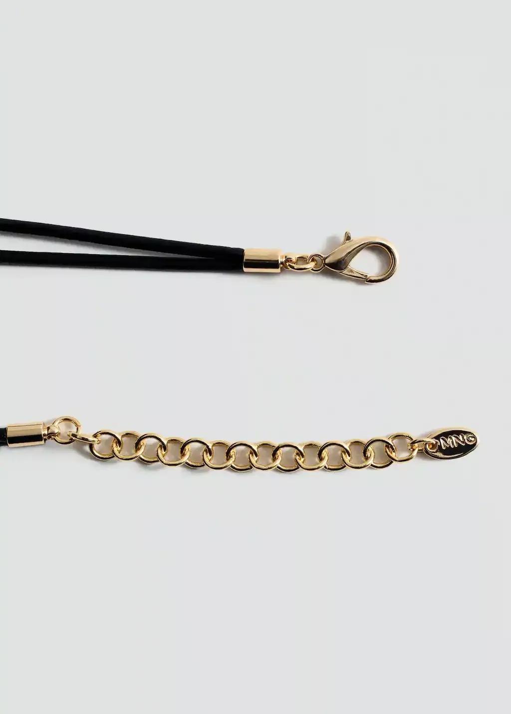 Gold Metal-Piece Cord Necklace, Gold, large image number 1