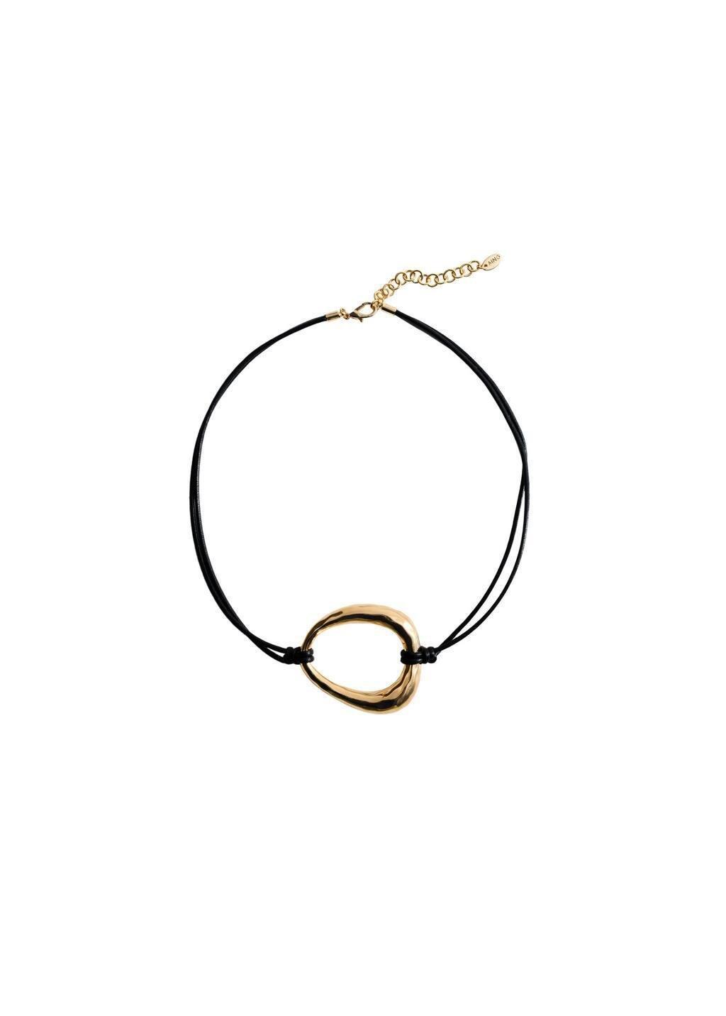 Gold Metal-Piece Cord Necklace, Gold, large image number 2