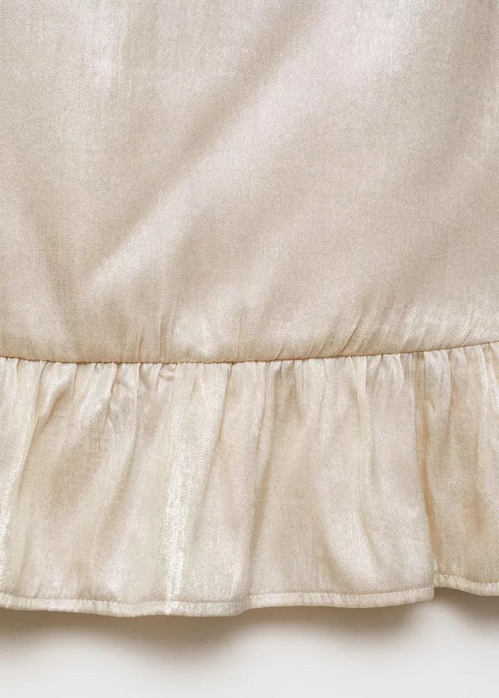 Beige Short-Sleeved Satin Blouse, Kids Girl, , large image number 3