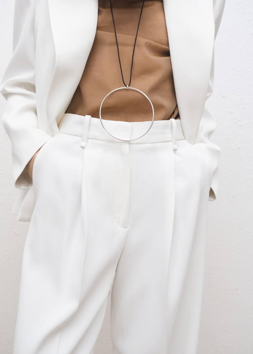 White Wideleg Suit Trousers, , large image number 1