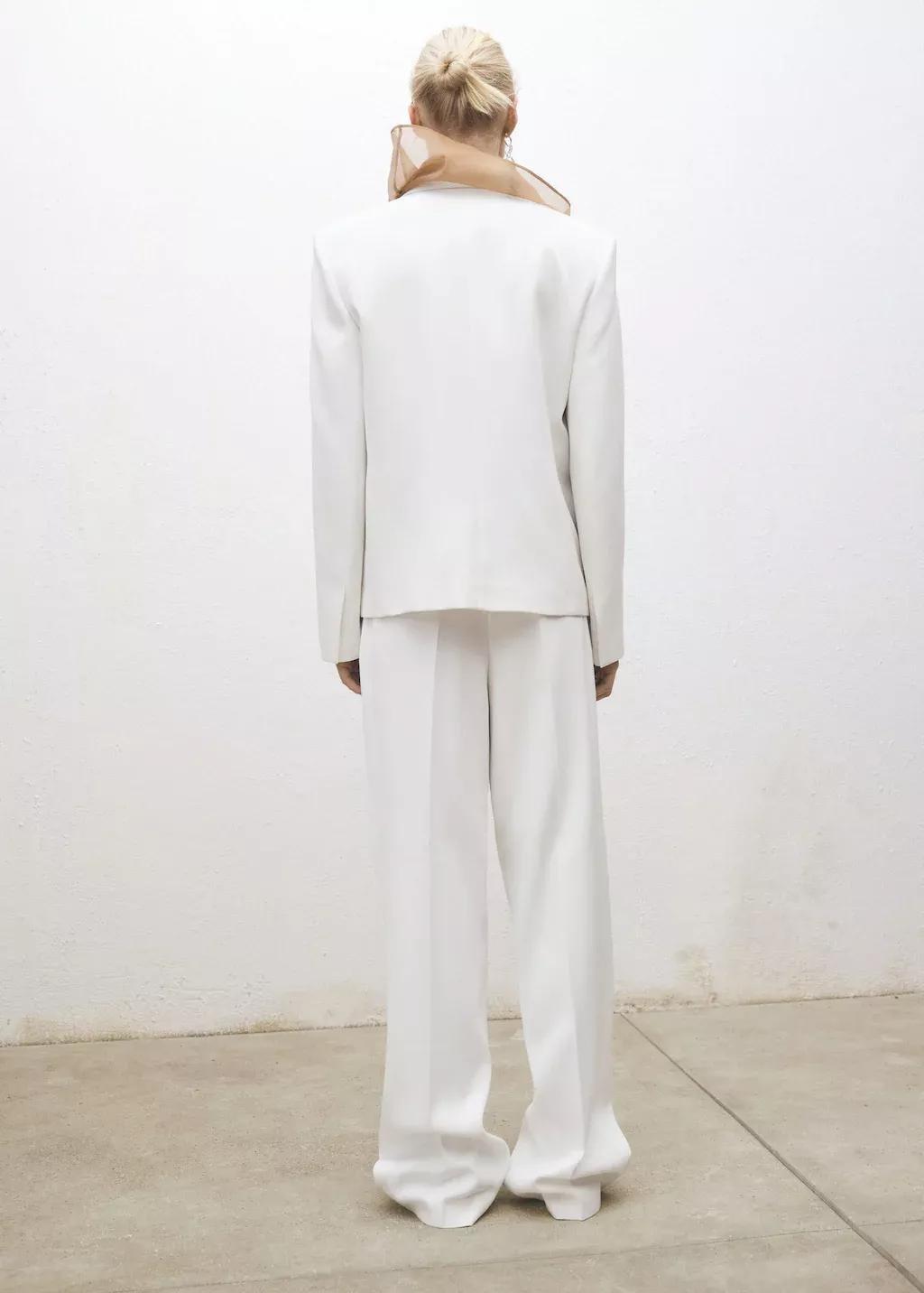 White Wideleg Suit Trousers, , large image number 4