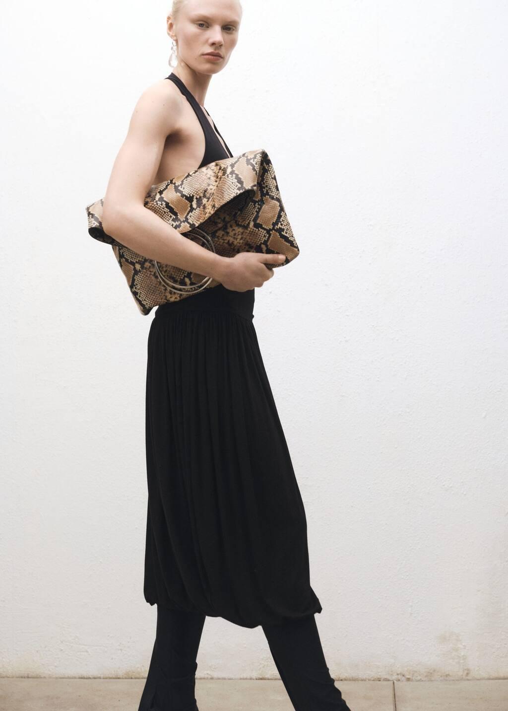 Black Balloon-Effect Midi-Skirt, , large image number 2