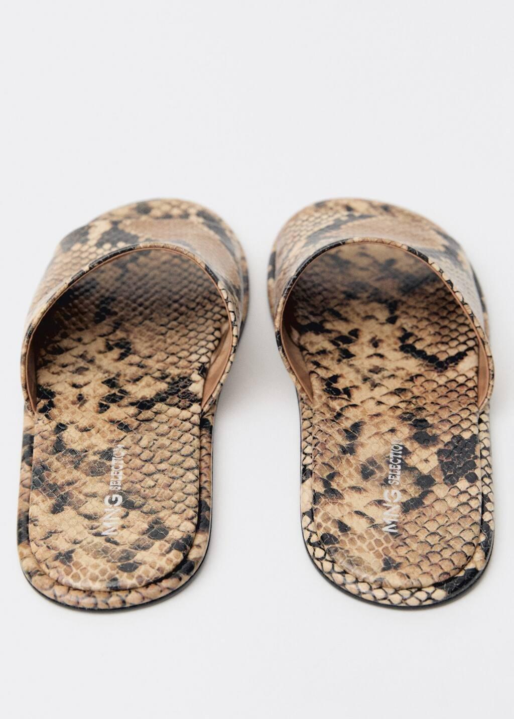 Beige Animal-Print Leather Sandals, , large image number 1