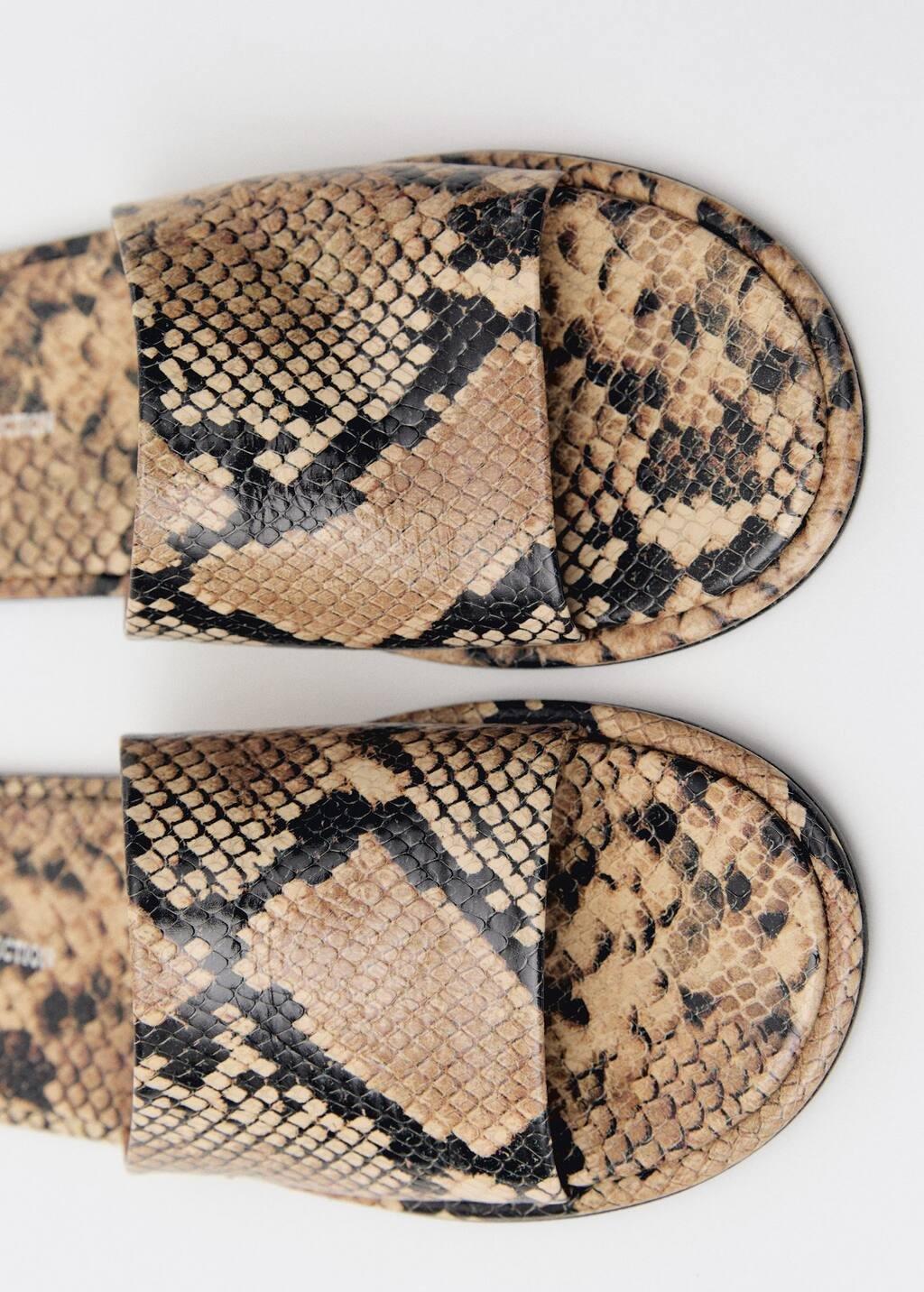 Beige Animal-Print Leather Sandals, , large image number 2