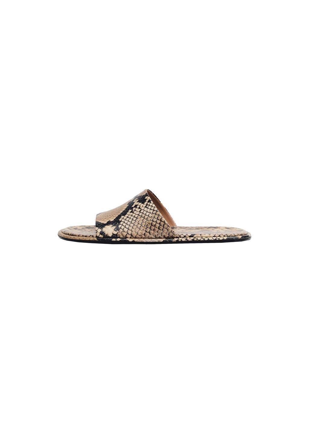 Beige Animal-Print Leather Sandals, , large image number 3