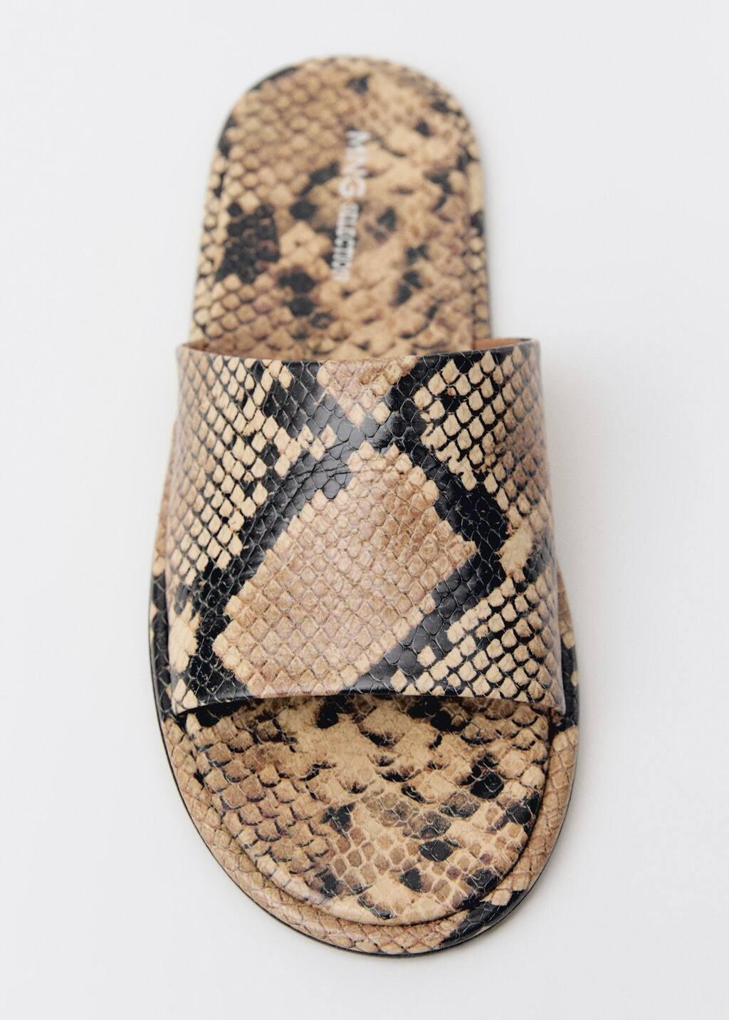 Beige Animal-Print Leather Sandals, , large image number 4