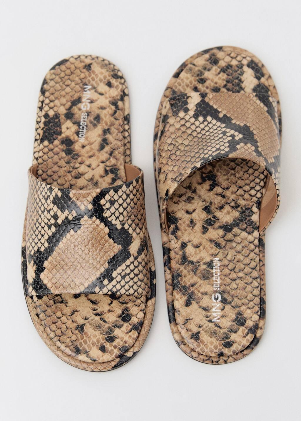Beige Animal-Print Leather Sandals, , large image number 5