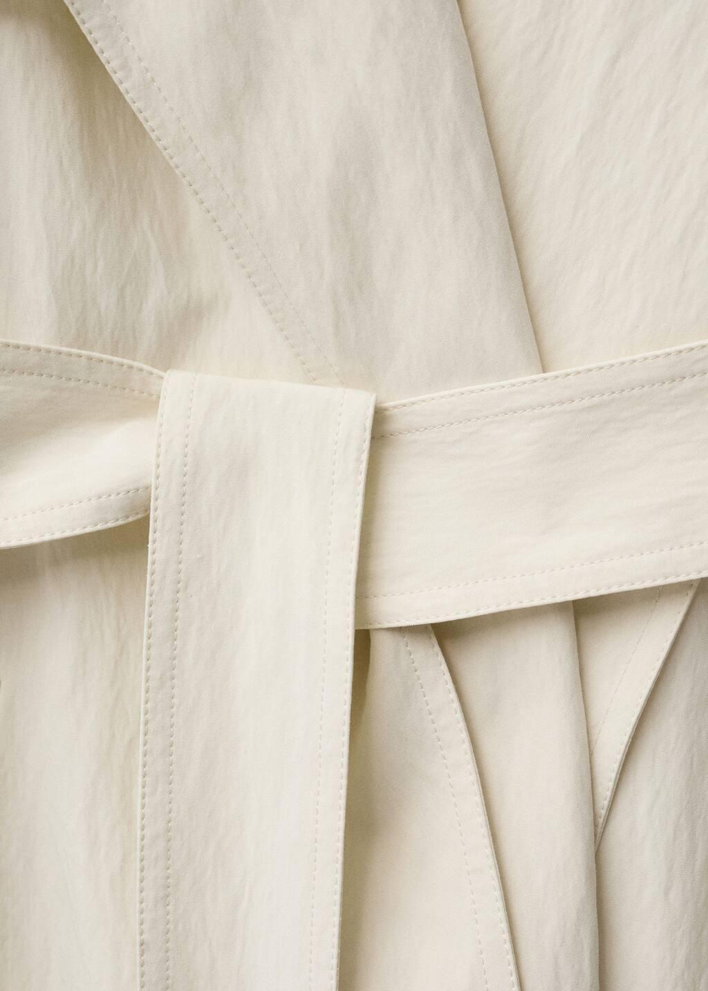 Beige Oversized Trench Coat With Lapels, , large image number 5