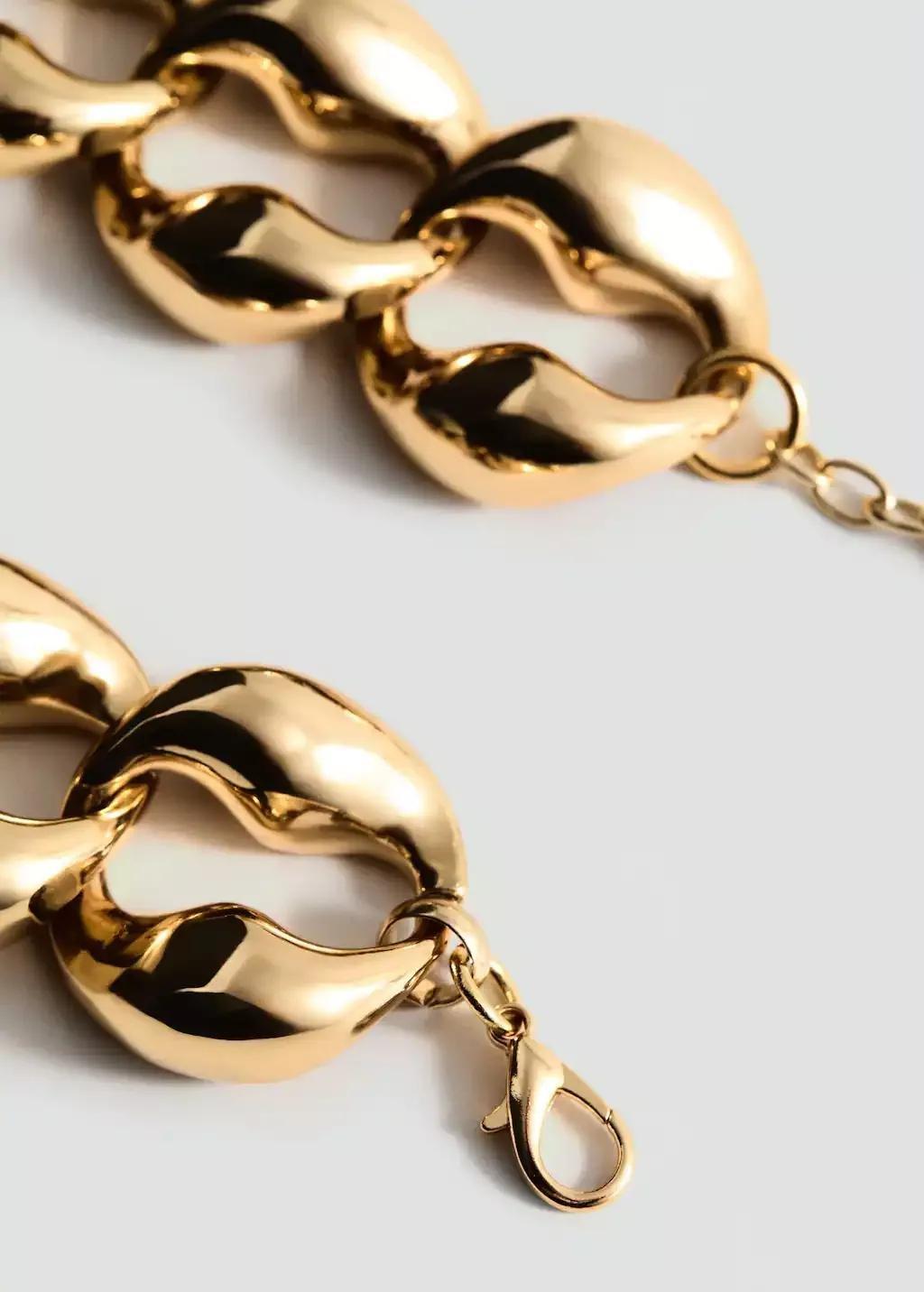 Gold Rhinestone Link Pendant, Gold, large image number 1