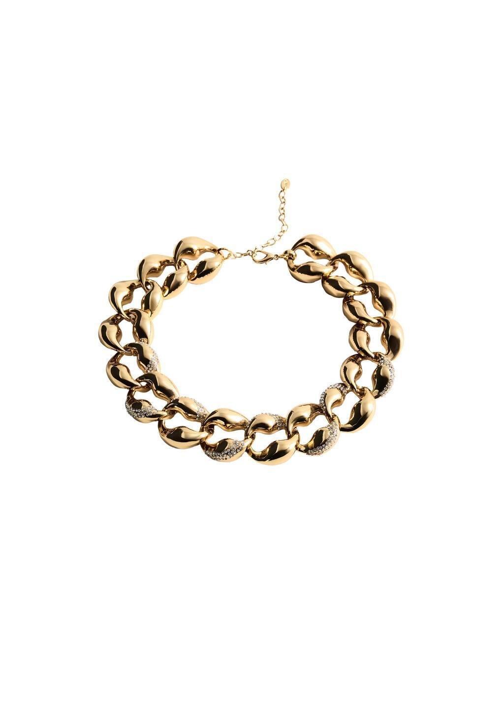 Gold Rhinestone Link Pendant, Gold, large image number 2