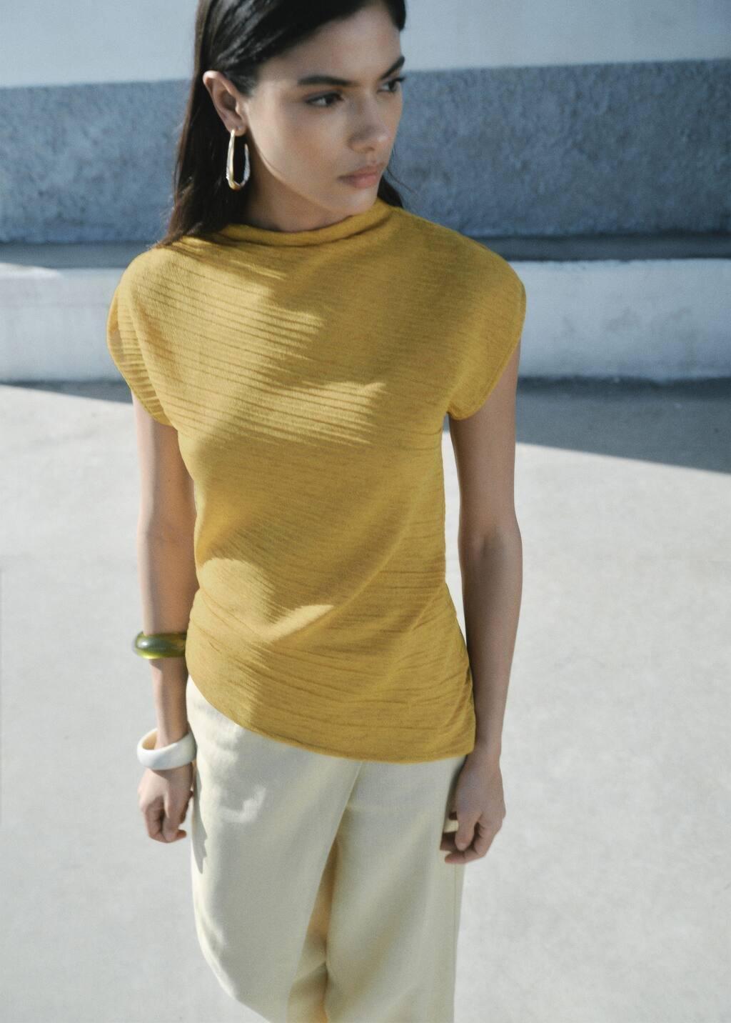 Yellow Asymmetrical Textured Top, , large image number 2