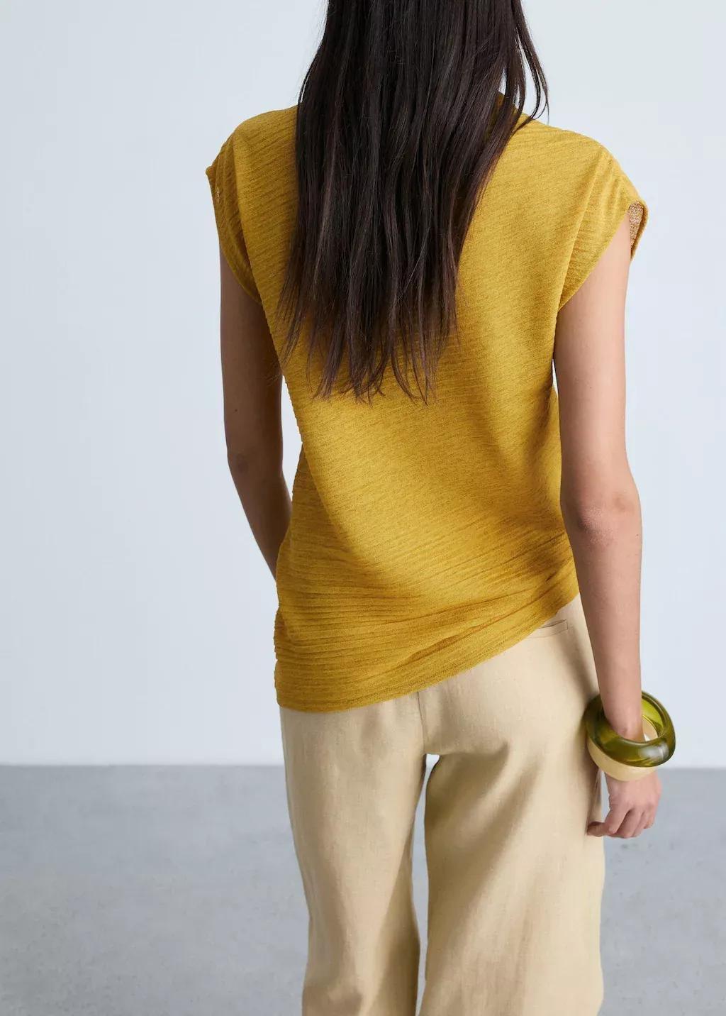 Yellow Asymmetrical Textured Top, , large image number 5
